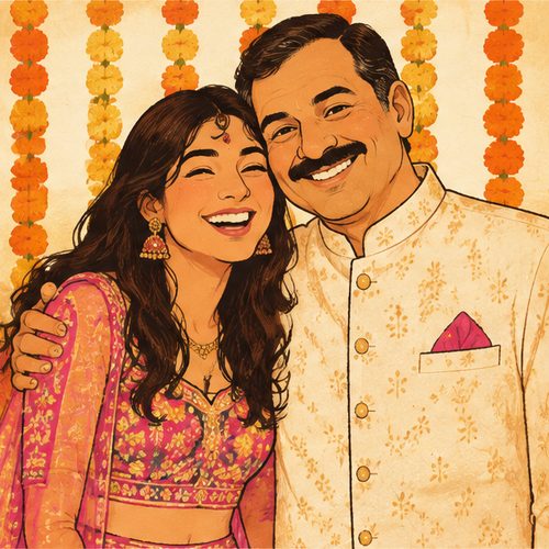 Meera and Dev uncle, laughing